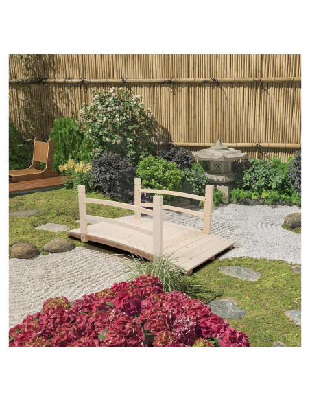 Puente de Jardín VINGLI 1.22 m Madera Natural con Barandillas