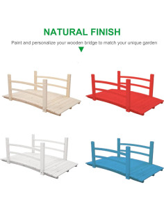 Puente de Jardín VINGLI 1.22 m Madera Natural con Barandillas 2