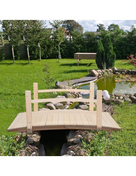 Puente de Jardín VINGLI 1.22 m Madera Natural con Barandillas