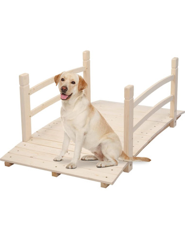 Puente de Jardín VINGLI 1.22 m Madera Natural con Barandillas