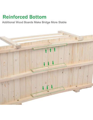 Puente de Jardín VINGLI 1.22 m Madera Natural con Barandillas