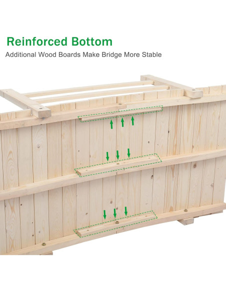 Puente de Jardín VINGLI 1.22 m Madera Natural con Barandillas