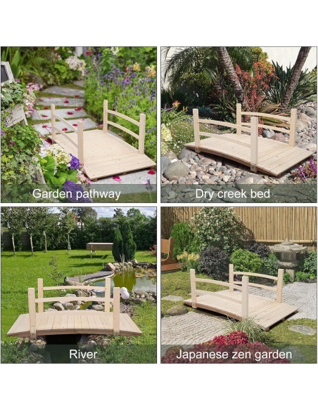 Puente de Jardín VINGLI 1.22 m Madera Natural con Barandillas