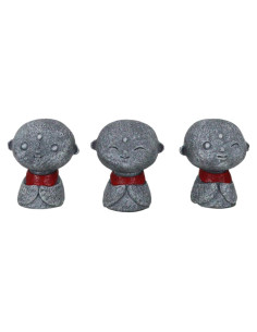 Conjunto de 3 Figuras Jizo Bosatsu 6.35 cm Decorativas Budismo