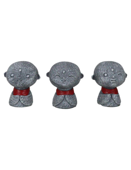 Conjunto de 3 Figuras Jizo Bosatsu 6.35 cm Decorativas Budismo