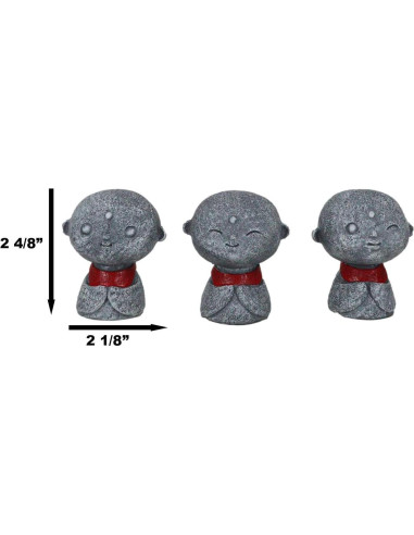 Conjunto de 3 Figuras Jizo Bosatsu 6.35 cm Decorativas Budismo