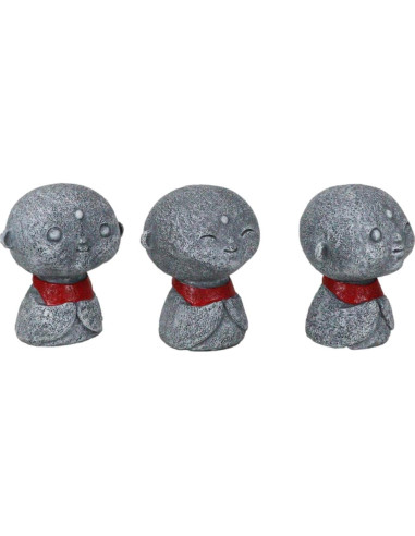 Conjunto de 3 Figuras Jizo Bosatsu 6.35 cm Decorativas Budismo