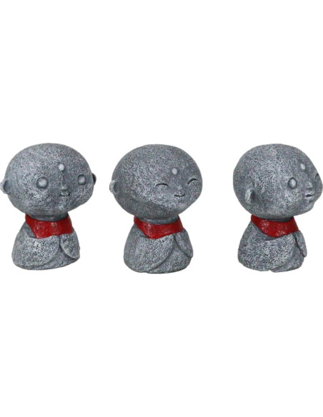Conjunto de 3 Figuras Jizo Bosatsu 6.35 cm Decorativas Budismo