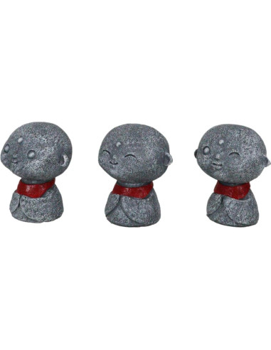 Conjunto de 3 Figuras Jizo Bosatsu 6.35 cm Decorativas Budismo