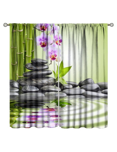 Cortinas de Decoración AAVEUP Jardín Zen 53x114 cm Paquete 2