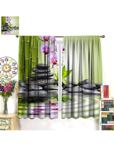 Cortinas de Decoración AAVEUP Jardín Zen 53x114 cm Paquete 2