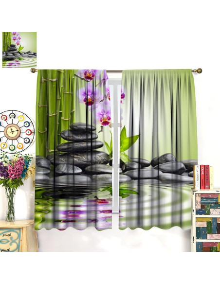 Cortinas de Decoración AAVEUP Jardín Zen 53x114 cm Paquete 2