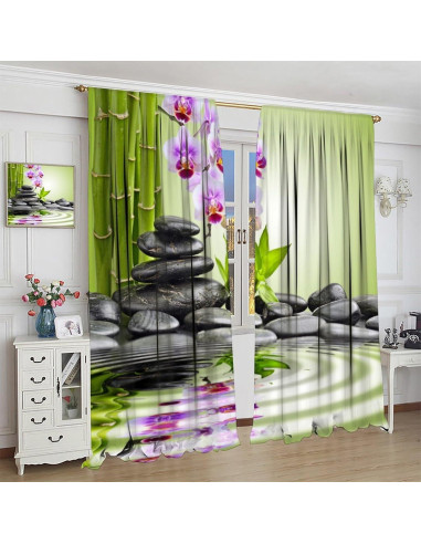 Cortinas de Decoración AAVEUP Jardín Zen 53x114 cm Paquete 2