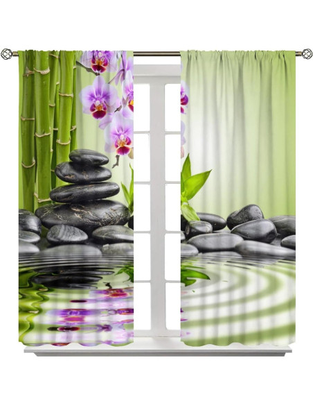 Cortinas de Decoración AAVEUP Jardín Zen 53x114 cm Paquete 2