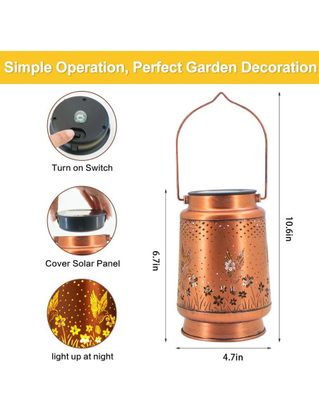 Linterna Solar Decorativa DIBIEECN Colibrí para Jardín 17cm