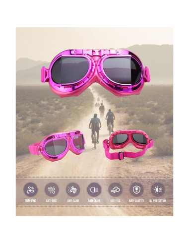 Gafas de Motocicleta CRG Sports T08 Vintage Unisex Rosa
