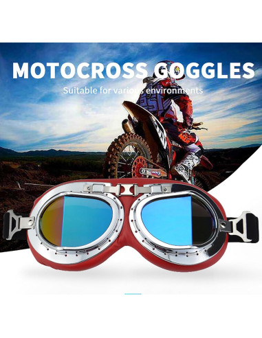 Gafas de Motocicleta Retro Peicees Unisex Anti-Vaho 18.5cm