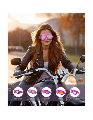 Gafas de Motocicleta CRG Sports T08 Vintage Unisex Rosa