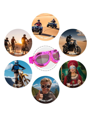 Gafas de Motocicleta CRG Sports T08 Vintage Unisex Rosa
