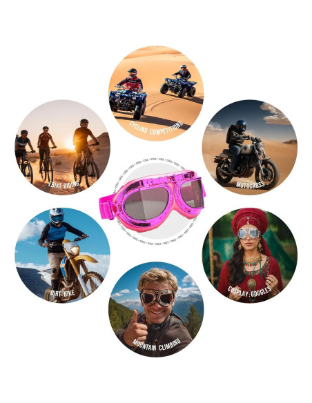 Gafas de Motocicleta CRG Sports T08 Vintage Unisex Rosa