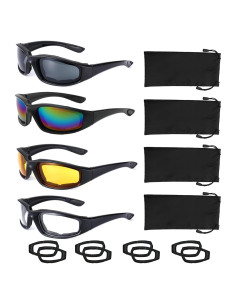 Gafas de Motocicleta YISUGOOC 4 Pares UV Protección Viento