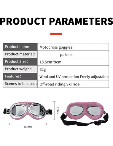 Gafas de Motocicleta Retro Peicees Unisex Anti-Vaho 18.5cm
