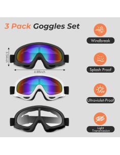 Gafas de Motocicleta UV Protección - 3 Pares Ajustables 2