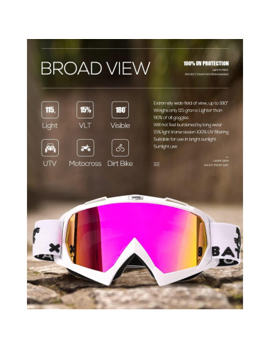 Gafas de Motocross BATFOX con Estuche - Protección UV y Antideslizante