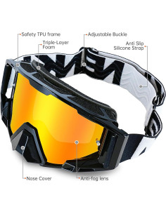 Gafas de Motocross NENKI con Protector Nasal y Lente Antivaho 2