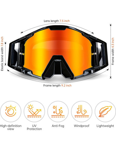 Gafas de Motocross NENKI con Protector Nasal y Lente Antivaho