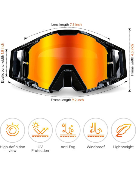 Gafas de Motocross NENKI con Protector Nasal y Lente Antivaho