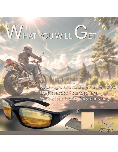 Gafas de Sol Polarizadas TR90 Flotantes para Motocicleta - Amarillo