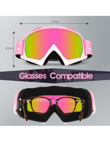 Gafas de Motocross ATV UV a Prueba de Niebla Rosa