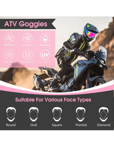 Gafas de Motocross ATV UV a Prueba de Niebla Rosa