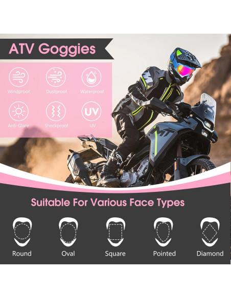 Gafas de Motocross ATV UV a Prueba de Niebla Rosa