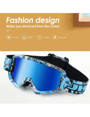 Gafas de Motocicleta GGBuy Mt035 Azul UV400 Antiempañamiento