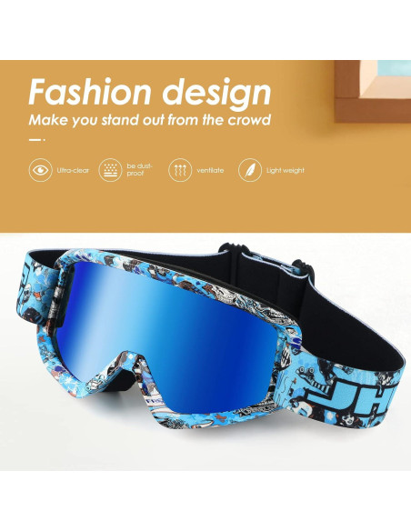 Gafas de Motocicleta GGBuy Mt035 Azul UV400 Antiempañamiento