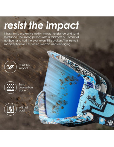 Gafas de Motocicleta GGBuy Mt035 Azul UV400 Antiempañamiento