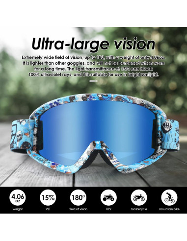 Gafas de Motocicleta GGBuy Mt035 Azul UV400 Antiempañamiento