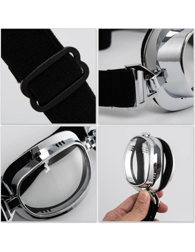 Gafas de Motocicleta Vintage Piloto ABS con Lentes UV