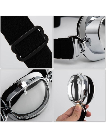 Gafas de Motocicleta Vintage Piloto ABS con Lentes UV