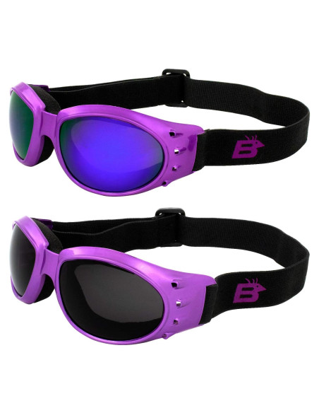 Gafas de Moto Birdz Eyewear Eagle para Mujeres - 2 Pares con Lentes Espejo y Ahumados