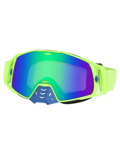 Gafas de Motocross UV Protección - Marco Verde Lente Azul