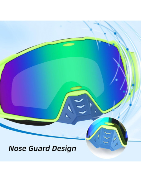 Gafas de Motocross UV Protección - Marco Verde Lente Azul