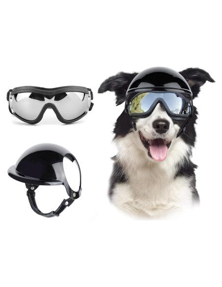 Conjunto Gafas y Casco para Perros BillionChains Negro