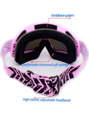 Gafas de ATV y máscara de balaclava Unisex - Rosa