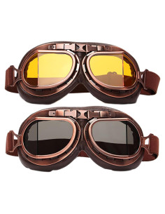 Paquete de 2 Gafas de Casco Vintage Peicees con Lentes Ámbar