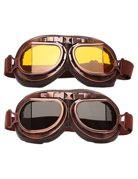 Paquete de 2 Gafas de Casco Vintage Peicees con Lentes Ámbar