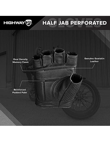 Guantes de Motocicleta Highway 21 489-0042M - Cuero Marrón Mediano