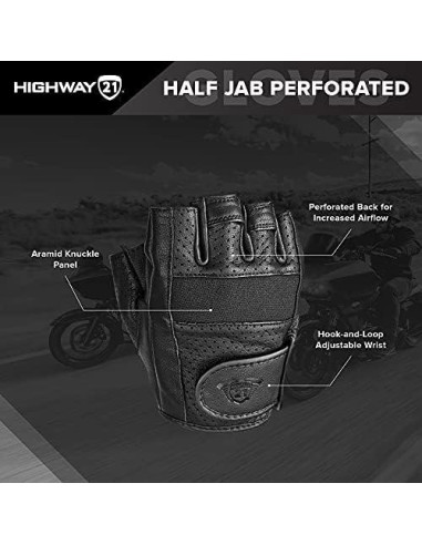 Guantes de Motocicleta Highway 21 489-0042M - Cuero Marrón Mediano